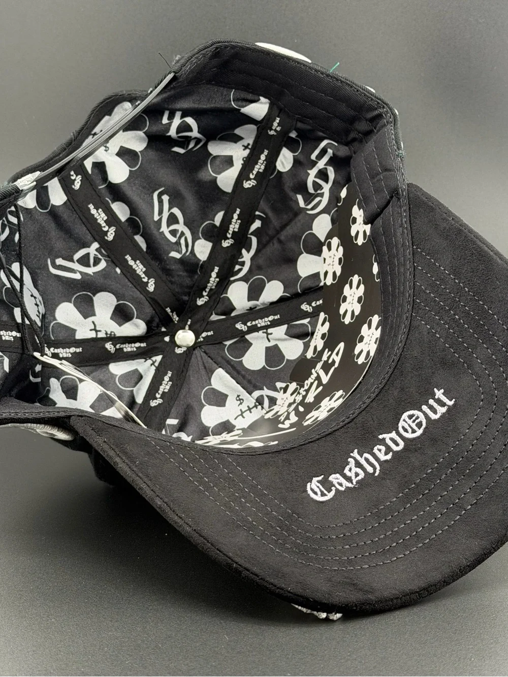 Black Crystal Flower Embellished Baseball Cap - Designer Style